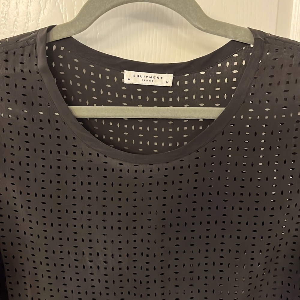 Equipment silk blouse with see-through detailing